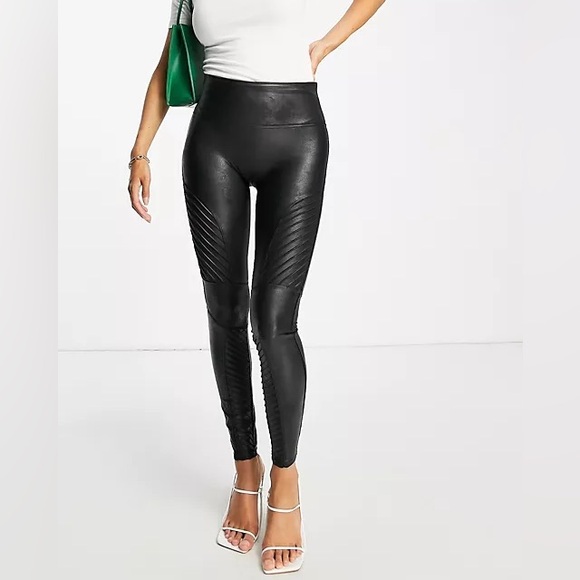SPANX Faux Leather Shiny MOTO LEGGINGS BLACK-Size Small Excellent Condition! - Picture 9 of 11